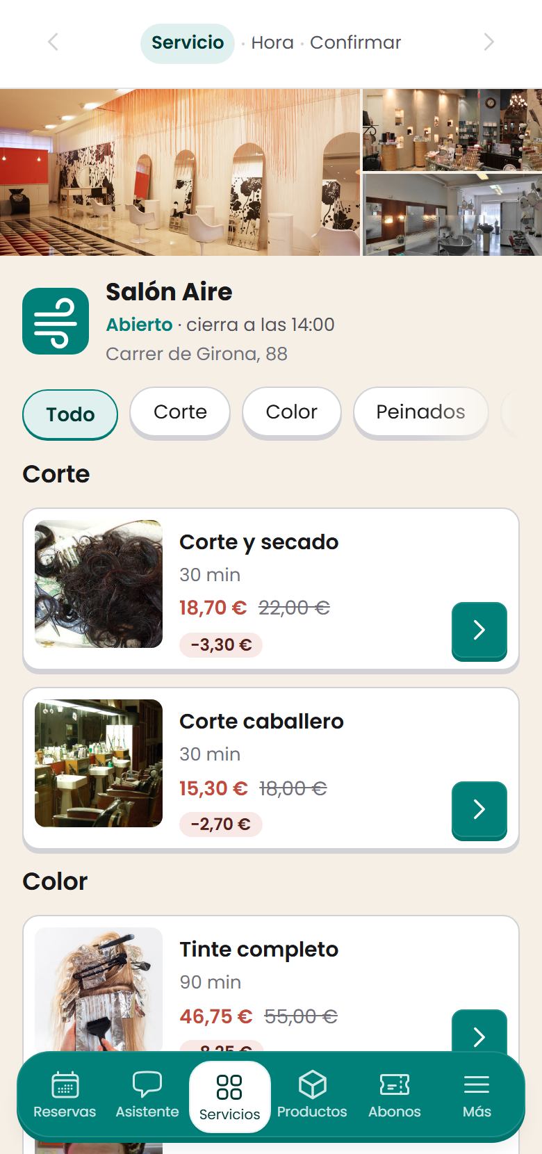 Reserva pública con la marca de Salón Aire