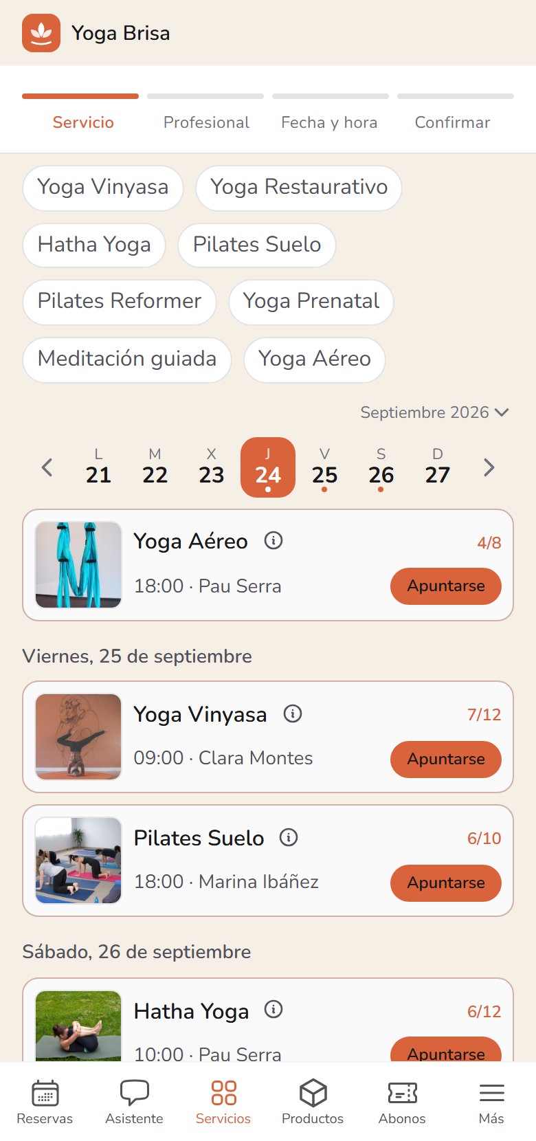 Reserva pública con la marca de Yoga Brisa